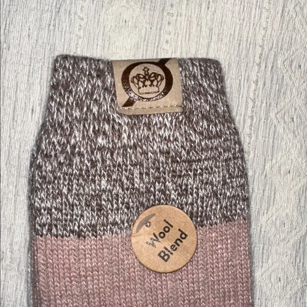 BORN Heather Brown Pink Beige US W 4-10 Texture Knit Pattern Boot Socks 2 Pack